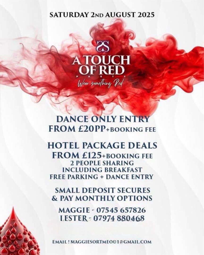 simplysoulnet's tweet photo. I’m just saying ..
Have you sorted out your room yet ? 
Remember it’s just a small deposit per - person ….
2nd August TOUCH OF RED AT THE Holiday Inn Birmingham M6, Jct.7 is looking good already 
Contact team asap : ☎️ 07545657826 / 07974880468 
Website : https://t.co/oxMBJPBNNE https://t.co/gqRVj2W7AD