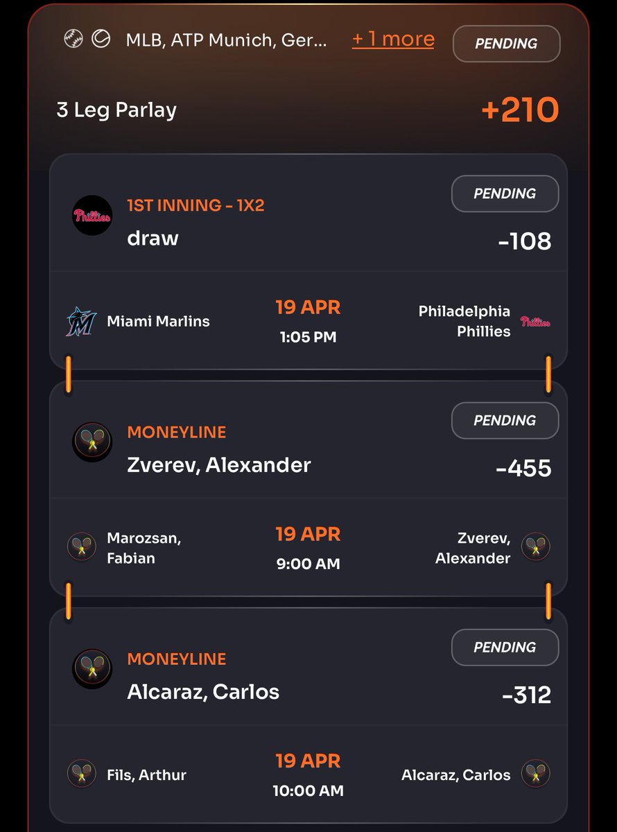 DropperDFS's tweet photo. **Giveaway When It Cashes**

Carlos Alcaraz ML
Zverev ML
Marlins/Phillies FI Draw

Tennis heaters and a baseball sweat — let’s ride!🤠

#GamblingTwitter #TennisPicks #MLBPicks #NRFI #Parlay #SportsBetting #BettingCommunity #Alcaraz https://t.co/qRGAZB3GDy