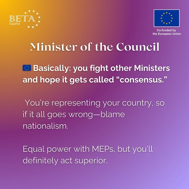 MEUSpain's tweet photo. 🇪🇺Ever wanted to cosplay as a bureaucrat without the six-figure salary? Now's the chance 🇪🇺

Discover today the roles of MEP, Minister and Journalist. And tomorrow, 3 more roles in MEU Spain.

Apply and join us in MEU Spain 2025 in Santander (21-25 July): https://t.co/T1LXXLlLnX https://t.co/7xFoJLUKor