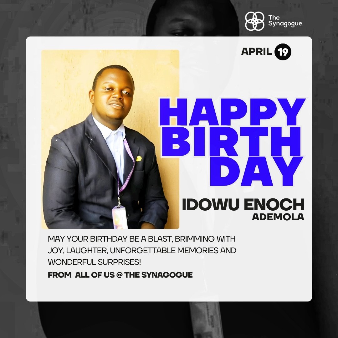 Thesynagogue_'s tweet photo. Happy birthday @Ademola72312945.
Sending you lots of love ❤️❤️
From all of us @Thesynagogue_
#Growth
#Community
#Impact
#ASynagogueVIP😊
#TheSynagogue⭐ https://t.co/OoKBPyoBLd