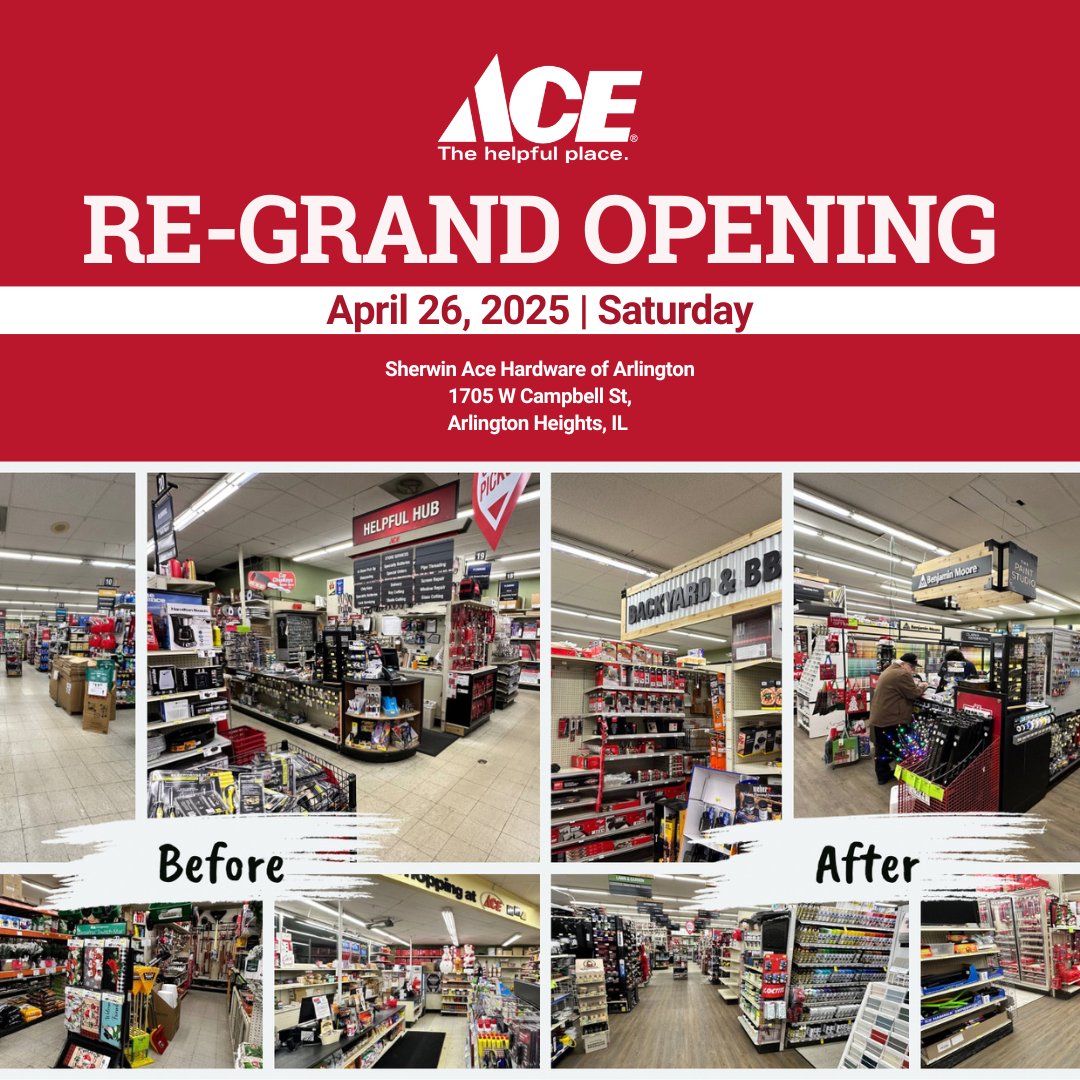 Matts_Ace's tweet photo. Mark your calendars! 🗓️ We’ve been busy behind the scenes, and our store has undergone an incredible transformation! Join us for our Re-Grand Opening Celebration on Saturday, April 26th, 2025! 🎉

Stay tuned for more details, and come see the new and improved Matts' Ace... https://t.co/2HwUe81nmV