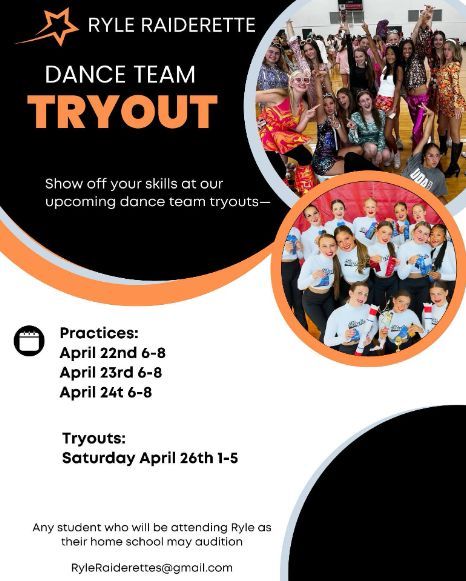 Tryouts start NEXT week for the Ryle Raiderette Dance Team! Any student who will be attending Ryle as their home school is invited to tryout!!