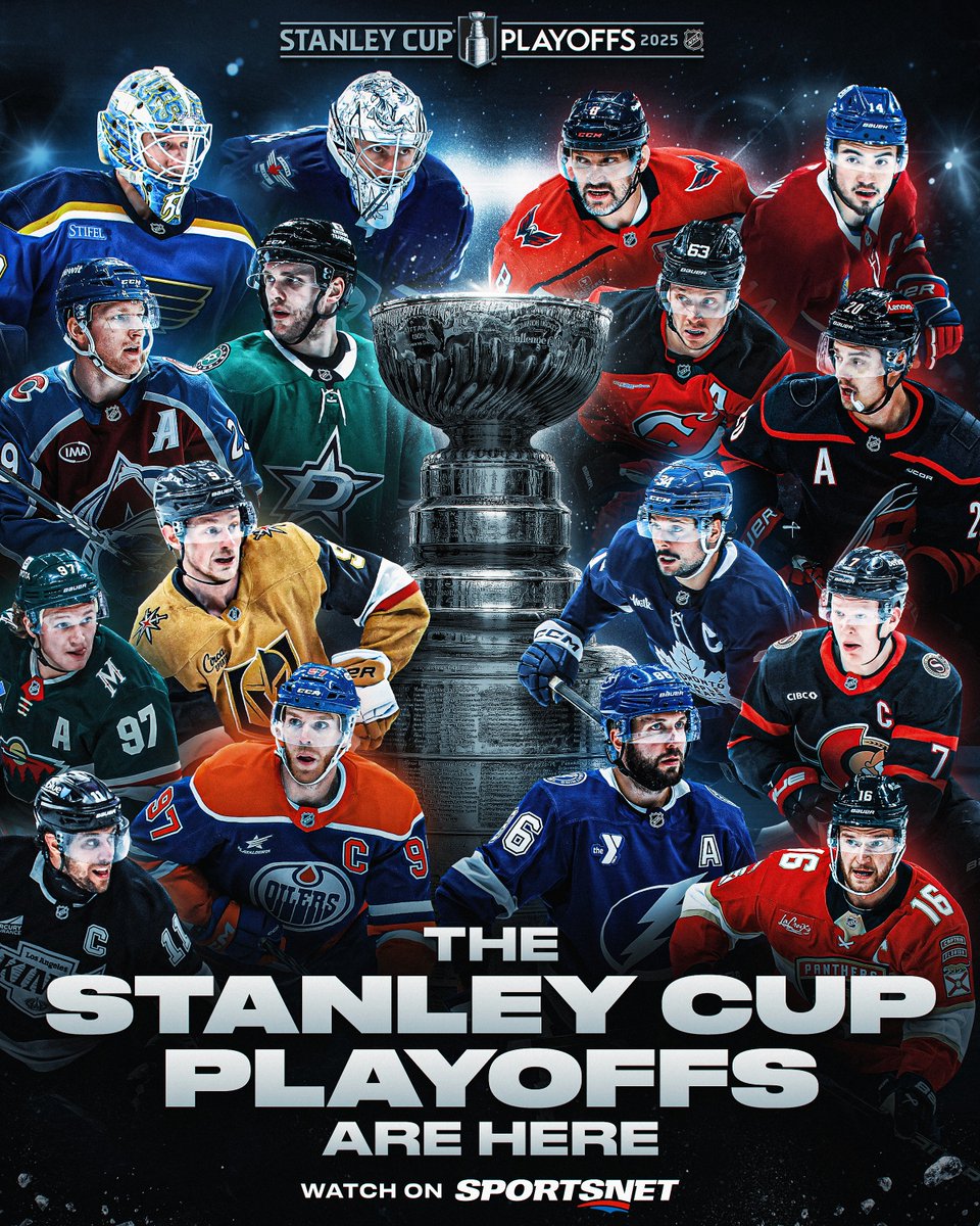 Sportsnet's tweet photo. AND SO IT BEGINS 🤩

Watch every game of the #StanleyCup Playoffs on Sportsnet 🏒 https://t.co/YzzBWvo61V