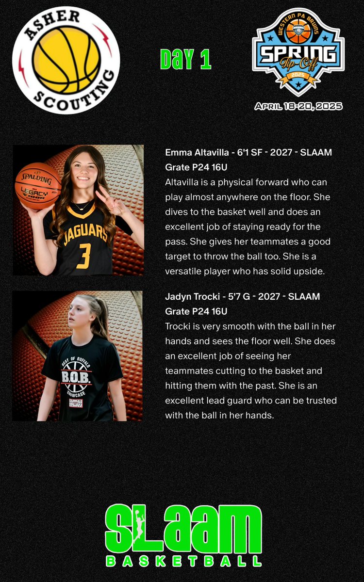 slaambasketball (@slaambasketball) on Twitter photo 🔥 Day 1 at <a href="/WPABruinsTipOff/">WPABruins2025TipOff</a> was electric for #SLAAMFam! 🏀 <a href="/AsherScouting/">Asher Scouting</a> nailed it with their eval of our stars <a href="/EmmaAltavilla8/">Emma Altavilla</a> & <a href="/JadynTrock34154/">Jadyn Trocki</a> from <a href="/SLAAM2027Grate/">SLAAM 2027 Grate</a>. So proud of their heart and hustle! 💪 Let’s keep shining, team! 🌟 #SLAAMBasketball 🔥 Day 1 at <a href="/WPABruinsTipOff/">WPABruins2025TipOff</a> was electric for #SLAAMFam! 🏀 <a href="/AsherScouting/">Asher Scouting</a> nailed it with their eval of our stars <a href="/EmmaAltavilla8/">Emma Altavilla</a> & <a href="/JadynTrock34154/">Jadyn Trocki</a> from <a href="/SLAAM2027Grate/">SLAAM 2027 Grate</a>. So proud of their heart and hustle! 💪 Let’s keep shining, team! 🌟 #SLAAMBasketball