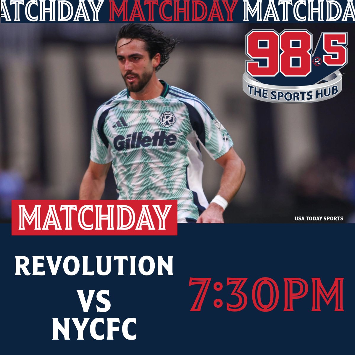 98.5 The Sports Hub (@985thesportshub) on Twitter photo ⚽ TONIGHT: The <a href="/NERevolution/">New England Revolution</a> take on #NYCFC live from @gillettestadium! #NERevolution #MLS ⚽ TONIGHT: The <a href="/NERevolution/">New England Revolution</a> take on #NYCFC live from @gillettestadium! #NERevolution #MLS