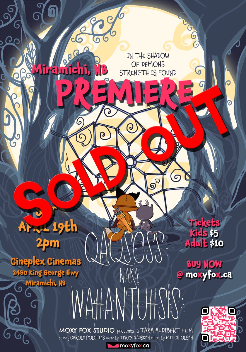 MoxyFoxStudio's tweet image. SOLD OUT The premiere of Qaqsoss naka Wahantuhsis today is a sold out performance! Can&apos;t wait to see you all!
 
You can pre-purchase a link to the online screener on our website &amp;amp; subscribe to get updates on all the future screenings!
 
moxyfox.ca
