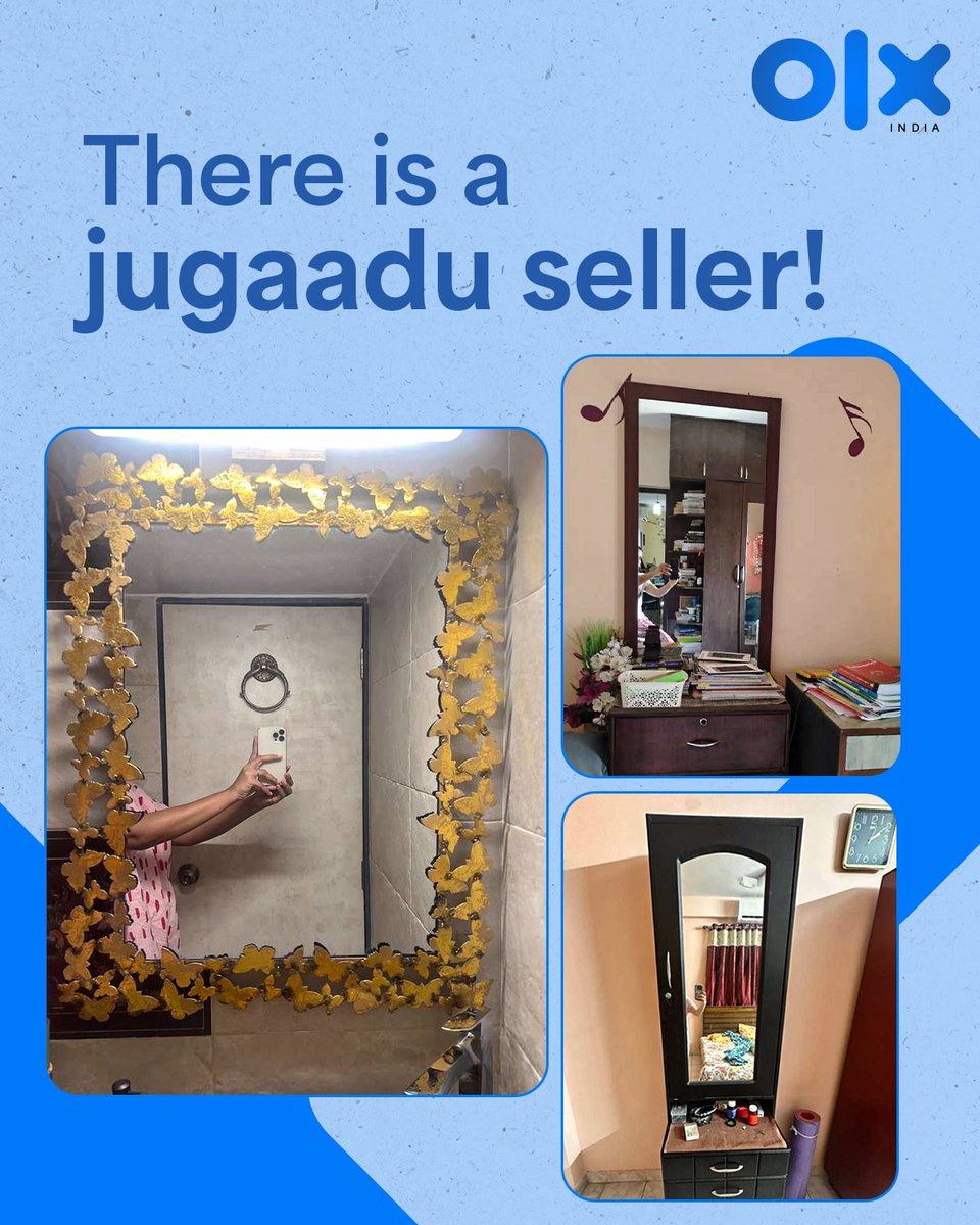 OLX_India's tweet photo. The struggle to not be seen is real!
Checkout unique mirror listings on
OLX now,
#OLXIndia #BuySellHassleFree #OLXKarBechDe #PrelovedDeals #SecondHandSeFirstClass #SmartShopping #DeclutterYourSpace #BudgetBuy #SellItOnOLX https://t.co/YXWo6Eq8ij