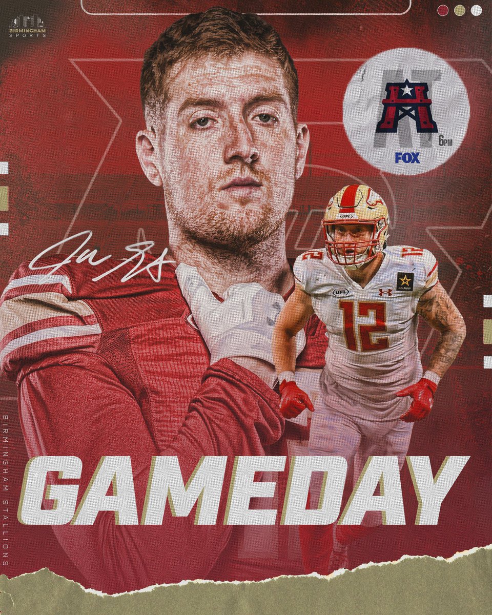 BirminghamSport's tweet photo. Birmingham Stallions Gameday. 🏈

📺: FOX at 6:00 PM
🆚: Stallions vs. Roughnecks 

Birmingham (-7.5) at Houston on FOX. https://t.co/f3etC3I96K