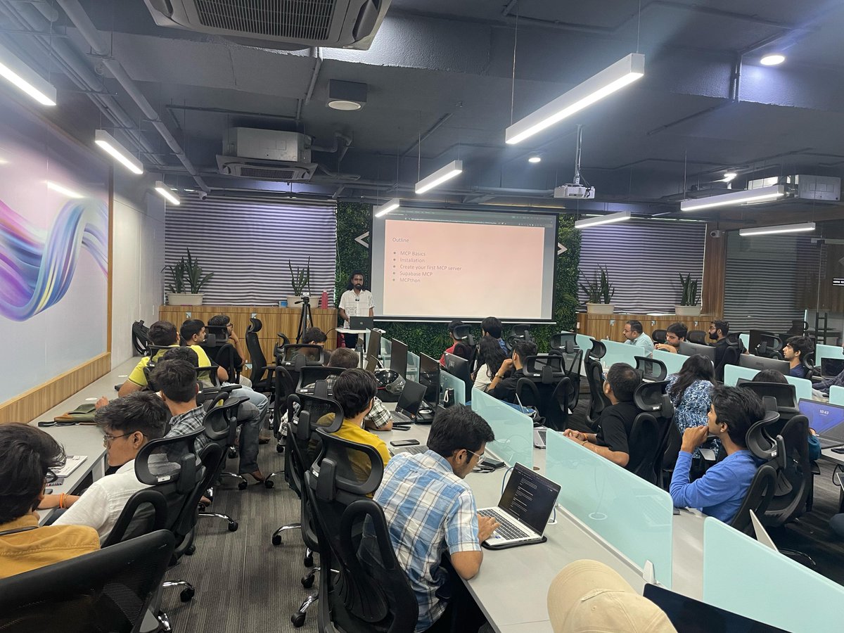 hackyroot's tweet image. Last week got to deliver an engaging talk + hands-on session with the @Supabase Vadodara community on #MCP! 
We dove into:
🔧 Building your own MCP server
⚡️ Integrating it into dev workflows to utilize Supabase’s MCP effectively & supercharge productivity