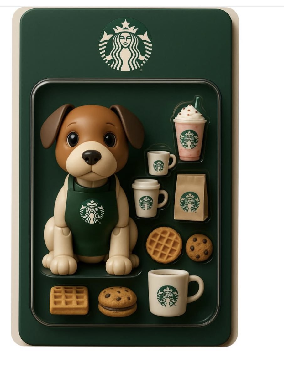 AndYukko's tweet photo. ChatGPTでスタバのフィギュアパッケージと、PEZ風キーチェーンのおもちゃパッケージデザインを作ってみました( *´艸｀) https://t.co/GqNFDNgnta