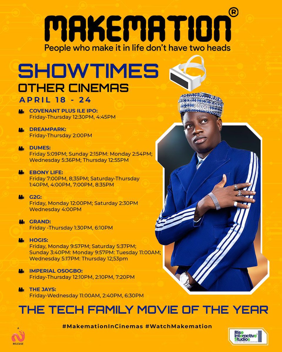 kunmifewa's tweet photo. #MAKEMATION IS OUT IN CINEMAS-TECH MOVIE OF THE YEARRRR
Go and watch it with your family and friends this holiday season
Best movie youโll see this EASTER๐๐
HAVE A LOVELY WEEKEND AHEAD PEOPLE
#makemation #amapsalmist #techmovie #kunmi @makemationfilm https://t.co/cVXHGskzGG