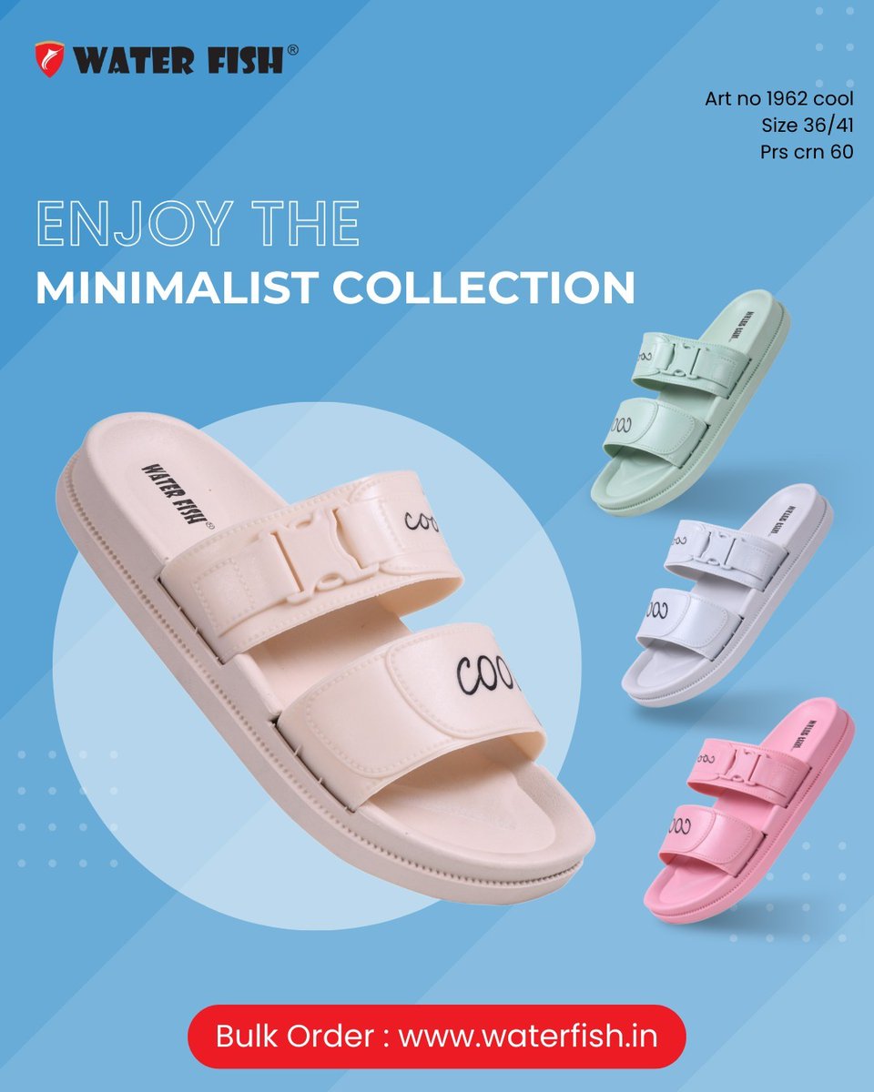 waterfishindia's tweet image. Step into comfort, stay in style 💫
Meet the Minimalist Collection by Water Fish — cool, clean &amp;amp; cozy in dreamy pastels 👟🌸🩵🍃🤍
👣 Art No: 1962 Cool | Size: 36–41
#WaterFishFootwear #SlideIntoStyle #MinimalistStyle #CoolAndComfy #PastelVibes