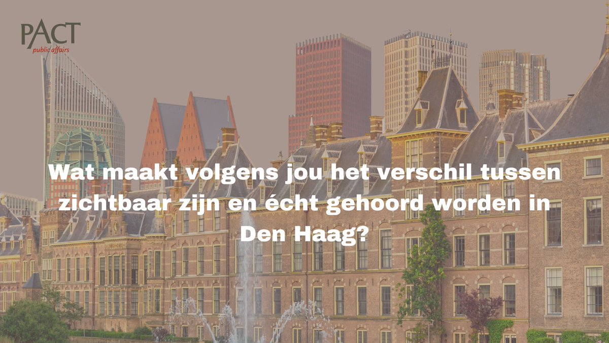 Gaat het om timing, de juiste boodschap of iets anders?

👇 Deel jouw visie met ons
 📎Meer over onze aanpak: pactpublicaffairs.nl/diensten

#publicaffairs #lobbyvraag #beleidmaken #PACTPublicAffairs