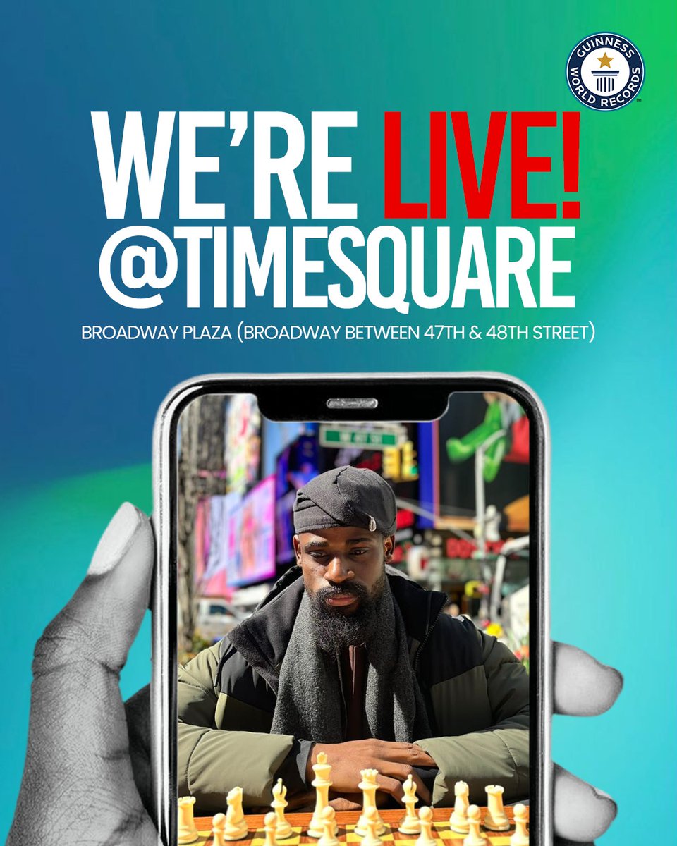 44 HOURS !!

Let’s go Dreamer <a href="/Tunde_OD/">Tunde Onakoya</a>

 If you are in NYC, make sure you join us at Time Square to cheer them on

For donations/ live updates:  cisatundegwr.com

Let's make every move count ✈️

<a href="/davido/">Davido</a> <a href="/adekunleGOLD/">BIG FISH 🦈</a>

#70HoursofChessWithTunde #ChessForEducation  #GWR2025