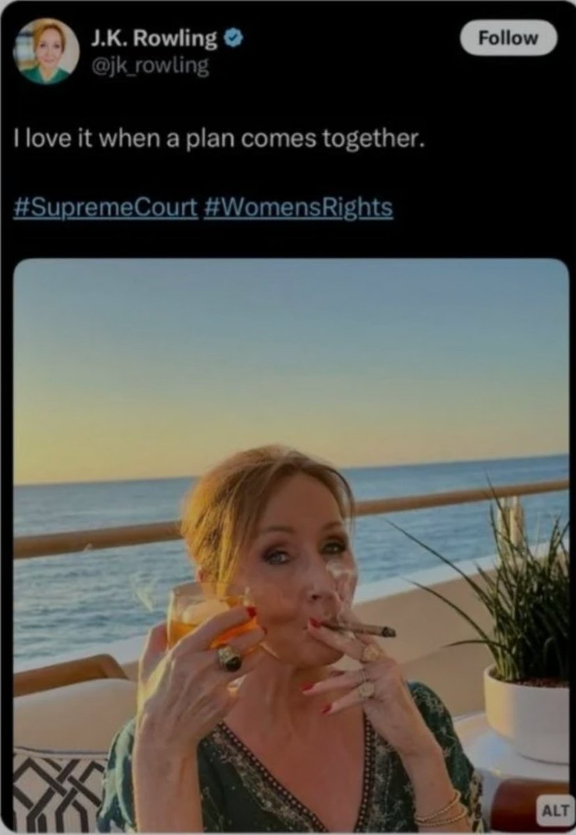 oddbeme's tweet image. So ironic a novelist who wrote about the incrimination of Mudbloods would turn into a oligarchic ahole.
#transrights #scotuscriminals