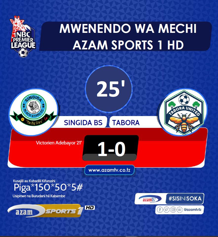 azamtvtz's tweet photo. 25’ | #NBCPL
Singida BS 1-0 Tabora United

LIVE #AzamSports1HD

#NBCPremierLeague #LigiKuuYaNBC #NBCPL #NBCPLUpdates #SingidaBSVsTaboraUnited #SingidaBS #TaboraUnited #TaboraSingida https://t.co/8mcXDxR5pk
