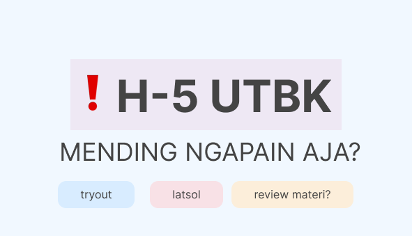H-5 UTBK MENDING TO TIAP HARI 😱⁉️

kalo misal bingung mau ngapain aja di H-5 UTBK, kamu bisa baca utas ini deh. Biar gak sia-sia dan jg bisa siap beneran menghadapi utbk dg tenang.

🧵A THREAD