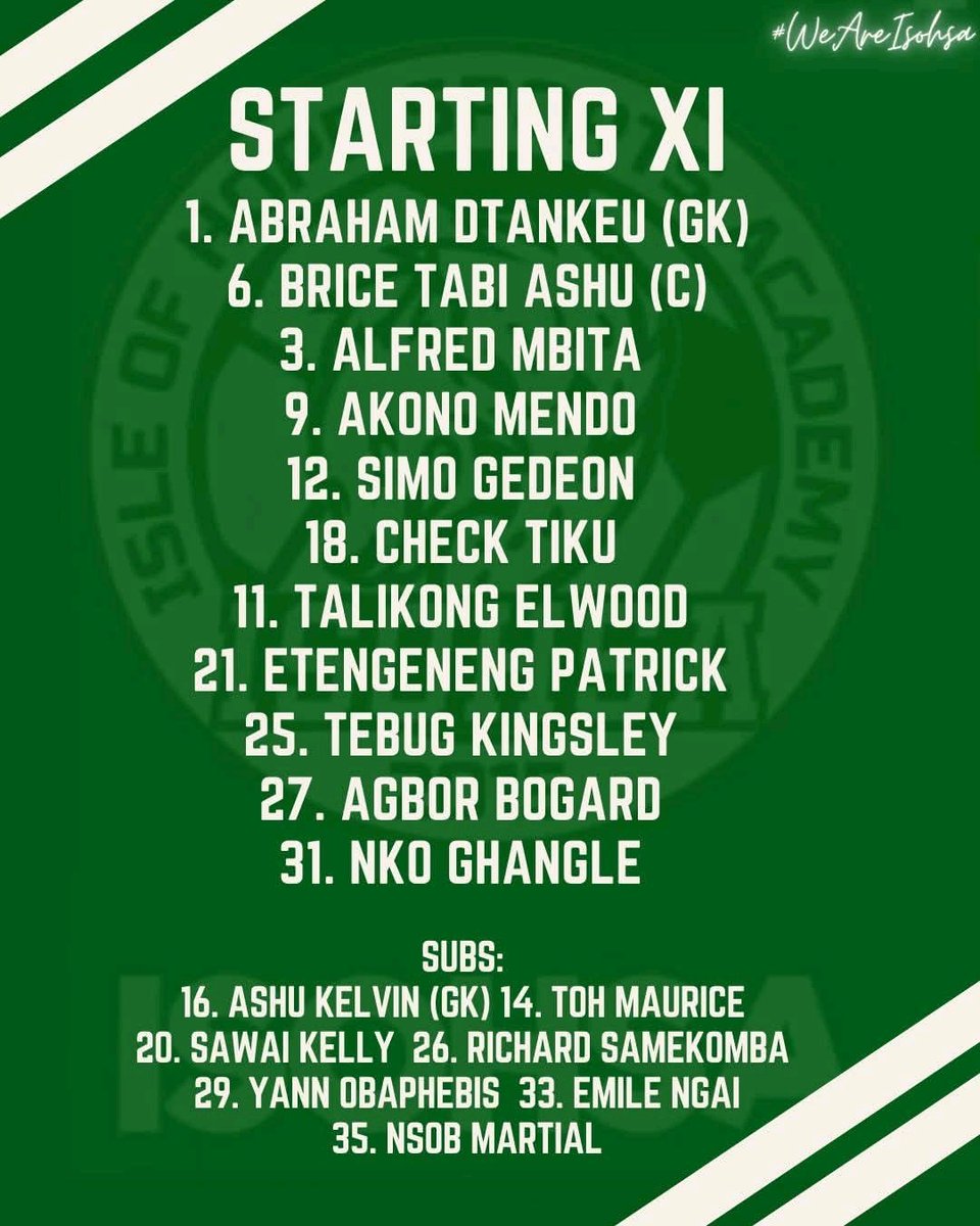 Our Starting XI Today 
#WeAreIsohsa 💚🤍