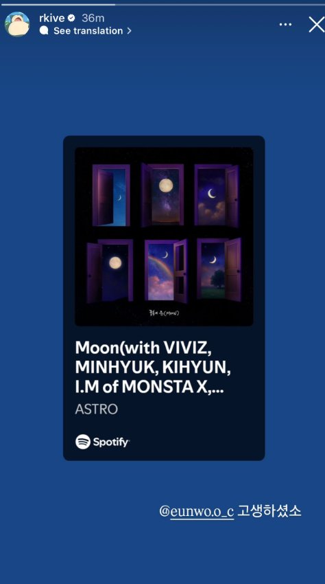 npomvtt's tweet photo. RM do BTS compartilhou o tributo ao Moonbin nos seus stories.

O artista marcou seu amigo Cha Eunwoo (ASTRO) e escreveu "Ei, você fez um bom trabalho". https://t.co/UfWhHS1tmV