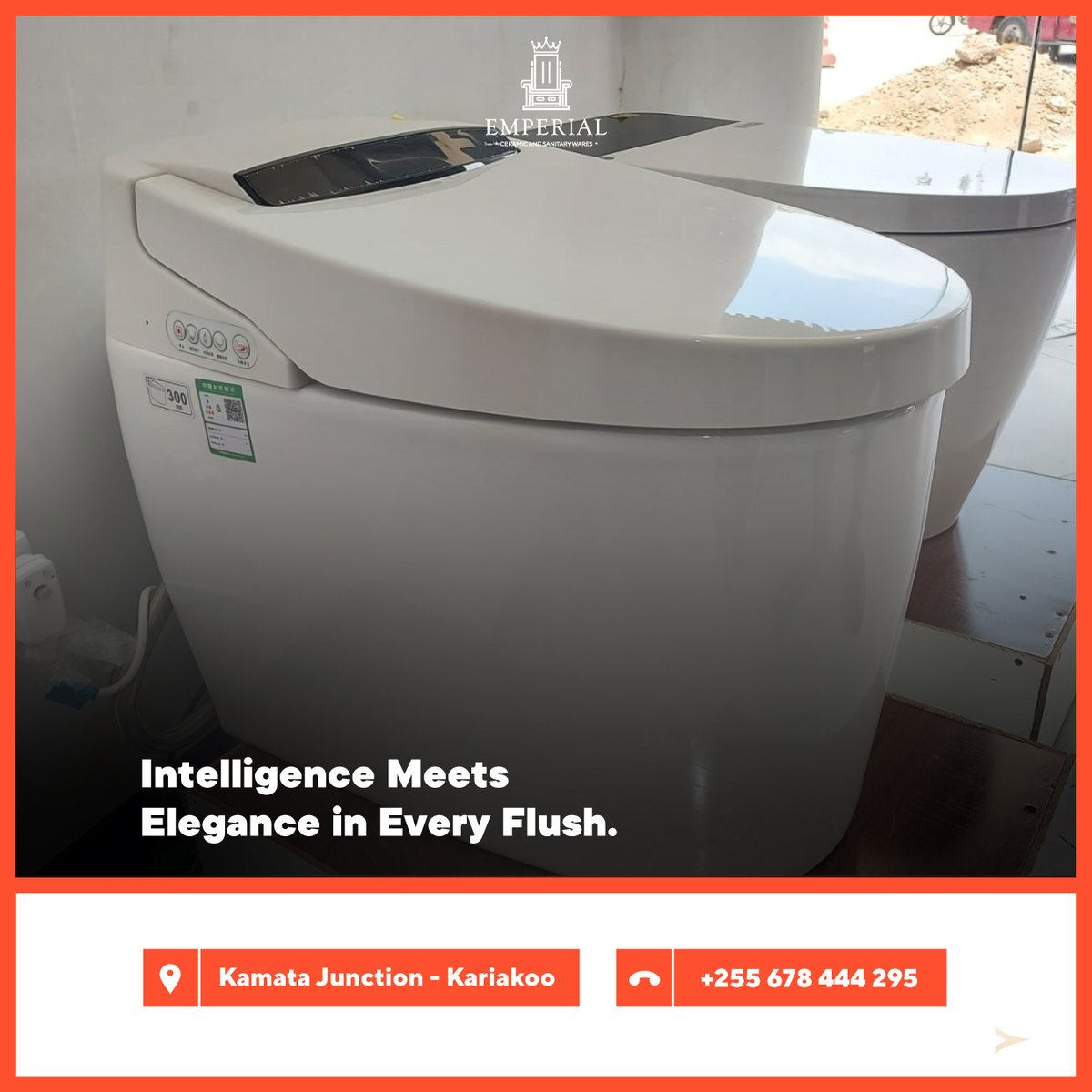 EmperialCeramic's tweet photo. Revolutionize your bathroom experience with Emperial Smart Toilets—where intelligence seamlessly meets elegance in every flush. Designed for comfort, efficiency, and unmatched style. 

#SmartToilets #SmarterLiving #Tanzania #Toilets #Bathroom #InteriorDesign #Kariakoo https://t.co/x7Y1qxuVsH