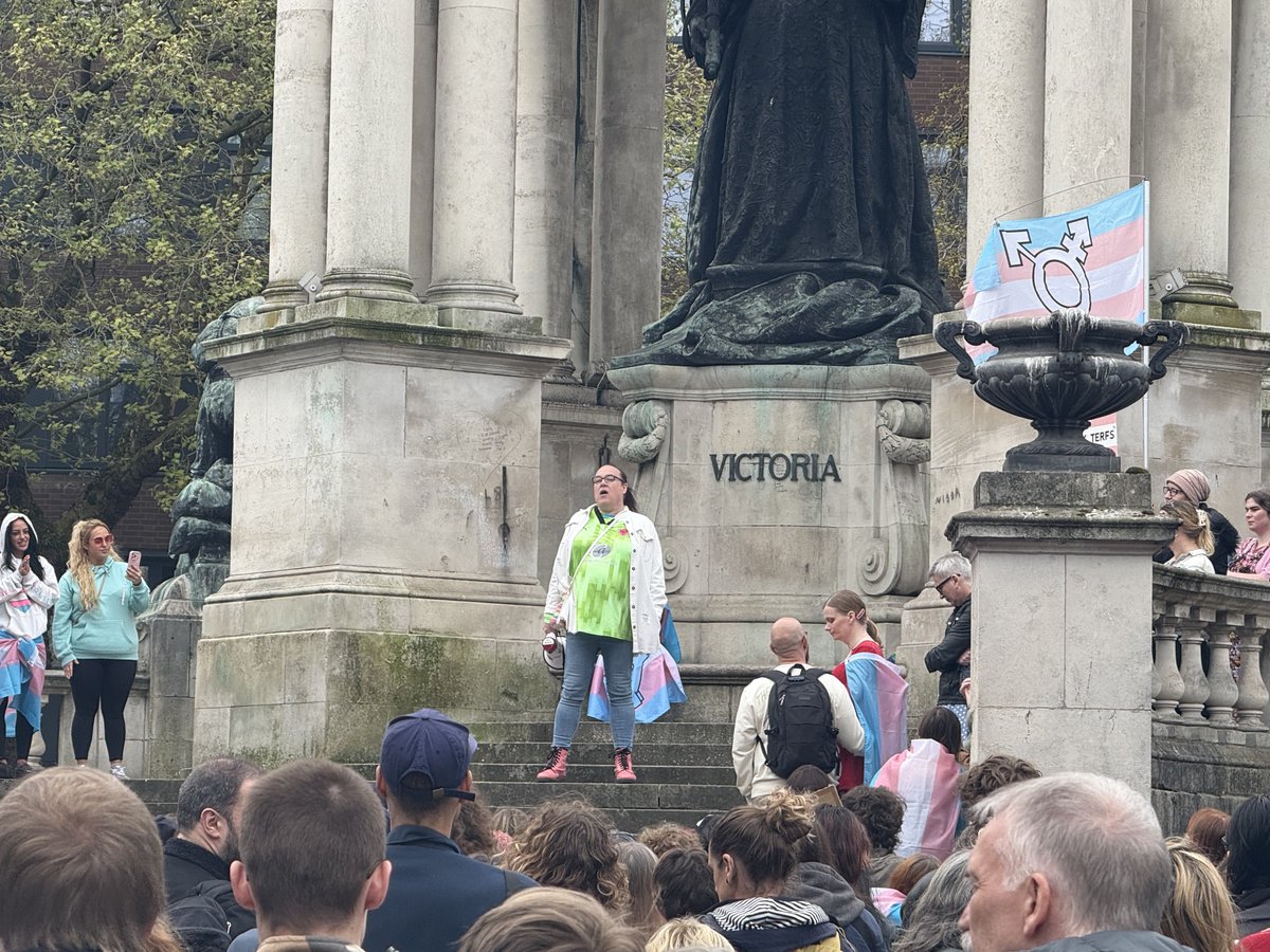 Rover&amp;Out member Pippa Henry leading the way at the trans rights protest today in Liverpool 🏳️‍⚧️ 

Well done, Pippa 👏🏻👏🏻👏🏻