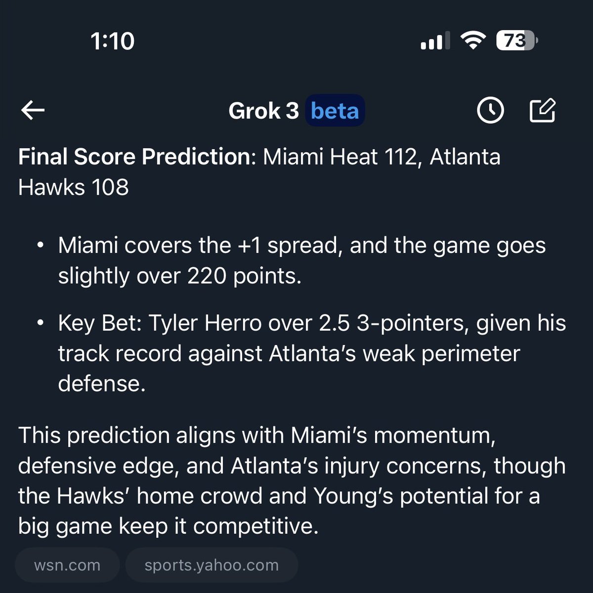 Not a trenches play

But P is P 💰

Thank you <a href="/MiamiHEAT/">Miami HEAT</a> ❤️‍🔥

Shout out to @ElonMusk grok helped me make a better decision, originally was going to bet on the Hawks!