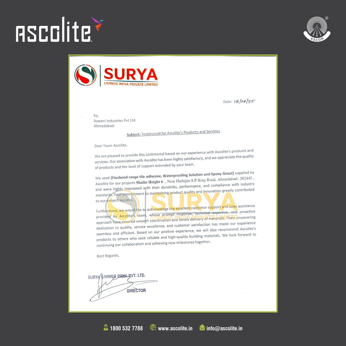 ascolite's tweet photo. 🏗️ When your products speak through your clients' words.
See why builders trust Ascolite’s waterproofing &amp; tile solutions.
Swipe. Believe. Build.
#AscoliteSolutions #TestimonialTruth https://t.co/zeIEgIN5N0