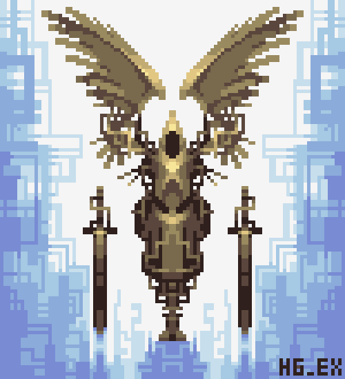 HG_EX's tweet photo. ドット絵「擬翼像」
 #ドット絵 #pixelart #dotpict #ピクセルアート https://t.co/H2eQj0rJFk