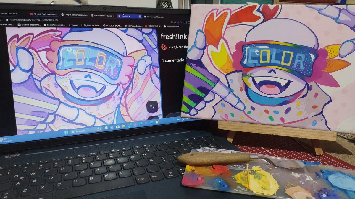 ann_hi0's tweet photo. Por fin avance el cuadro q tenía desde 2023, ahora lo acabaré en 2027 porq ya me dió weba #draw #cuadro #inkfresh #sans #lolxd https://t.co/9eIg05TOdh