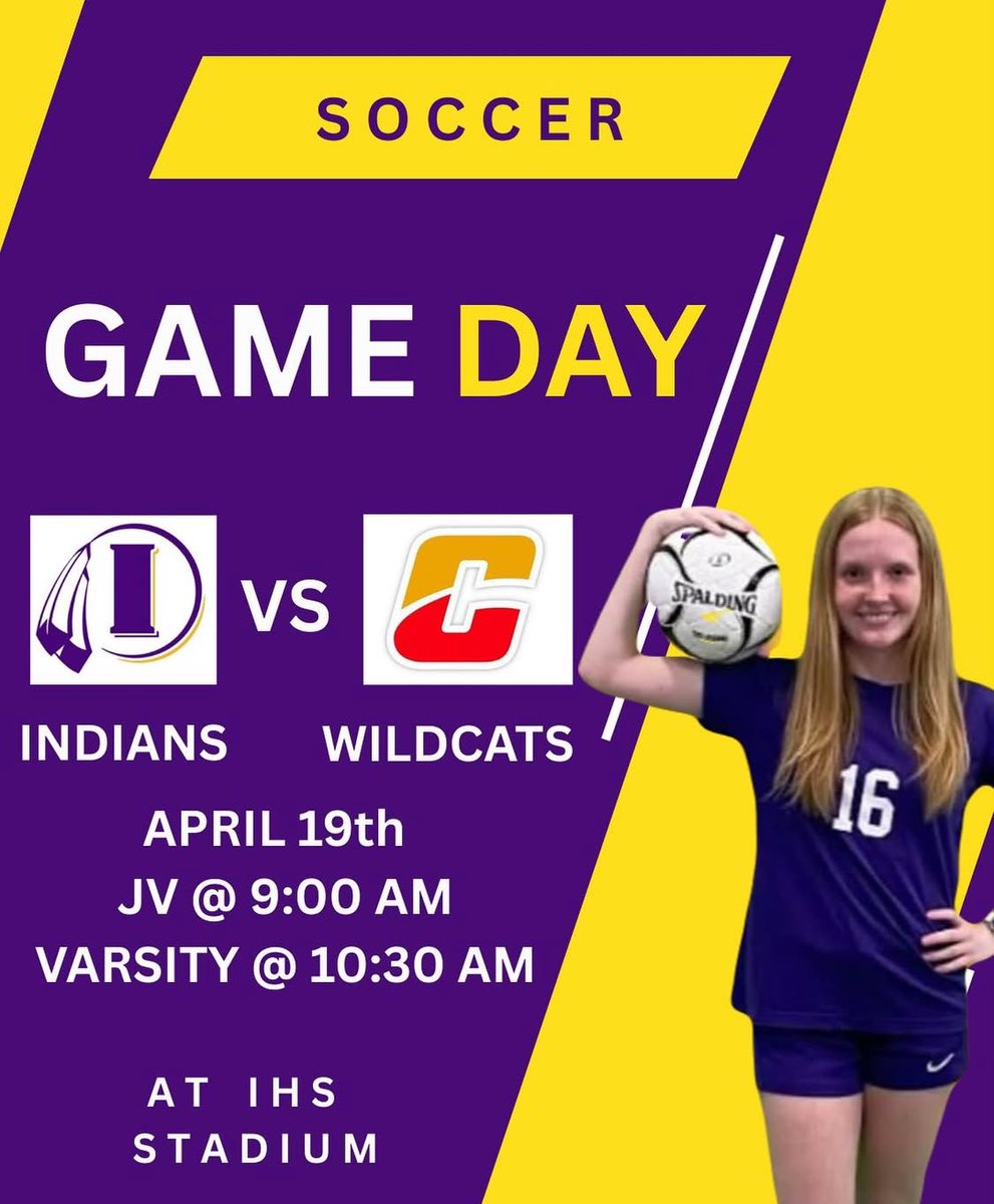 ‼️🚨⚽️Game Day⚽️🚨‼️

🆚 Carlisle Wildcats
⏱️ JV @ 9:00
⏱️ Varsity @ 10:30
📍Indianola, IA
🏟️ IHS Stadium