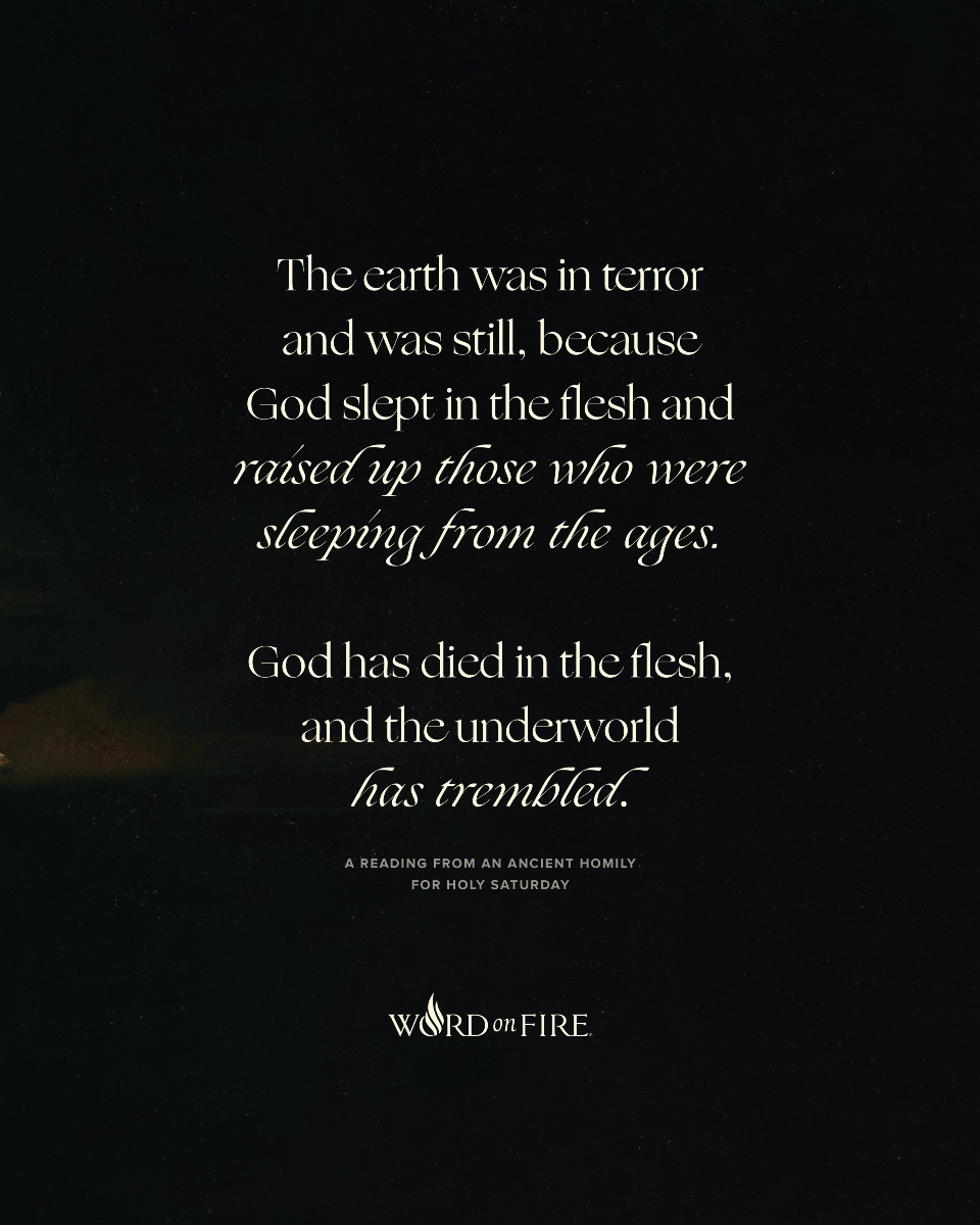 BishopBarron's tweet photo. “God has died in the flesh, and the underworld has trembled.” —An ancient Holy Saturday homily https://t.co/KYf1kz5Lf7