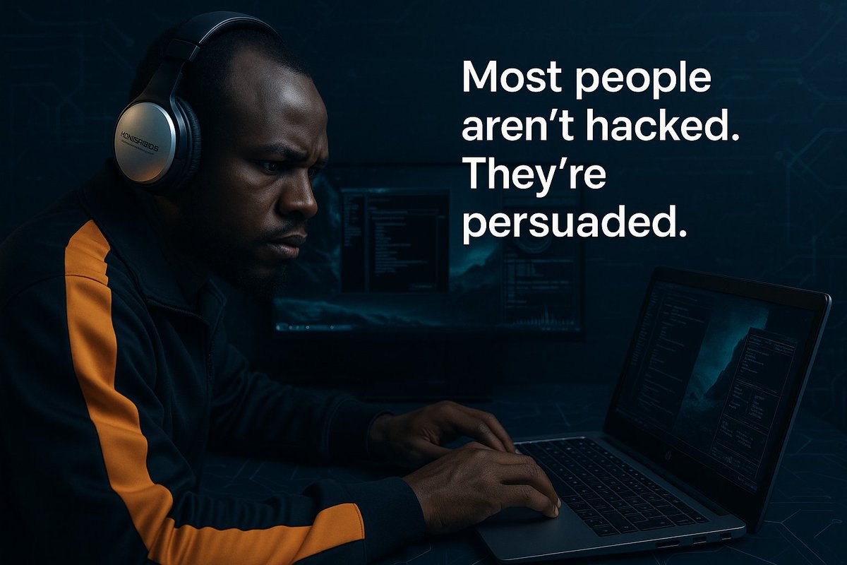Alpha_L3gacy's tweet photo. Most People Aren’t Hacked, They’re Persuaded.
Every time I run a phishing simulation, a clear pattern emerges: 
People don’t fall for advanced exploits. They fall for believable lies. Employees don’t click because they’re careless. They click because the message feels familiar. https://t.co/KpMlYrxBfT