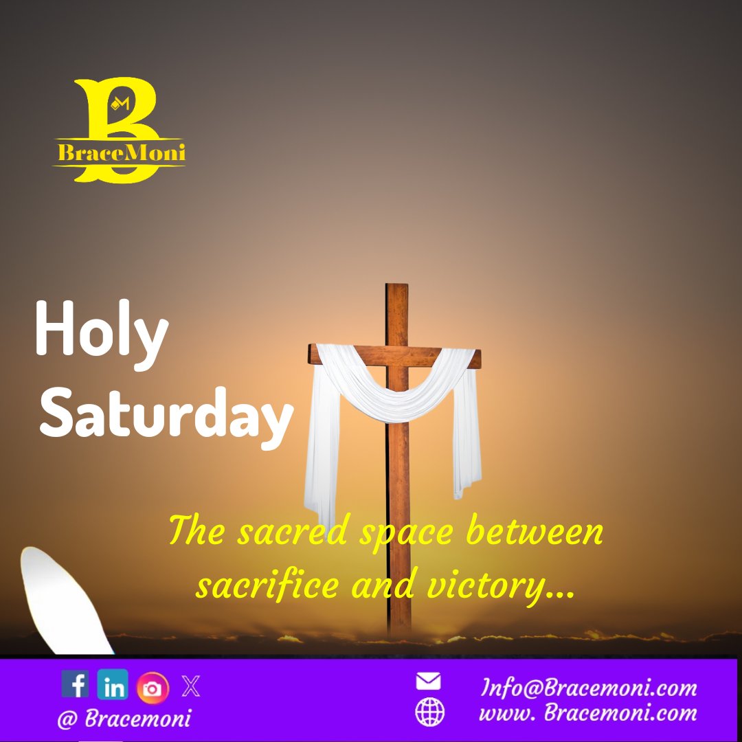 BraceMoni's tweet photo. Holy Saturday is about silence.

But silence doesn’t mean absence.
It’s where transformation begins.

In your life, in your business, in your finances trust the quiet seasons.
They prepare you for more.

#BraceMoni #HolySaturday #Silence #PurposeInPause #FaithAndFinance https://t.co/pwFR6RmOIE