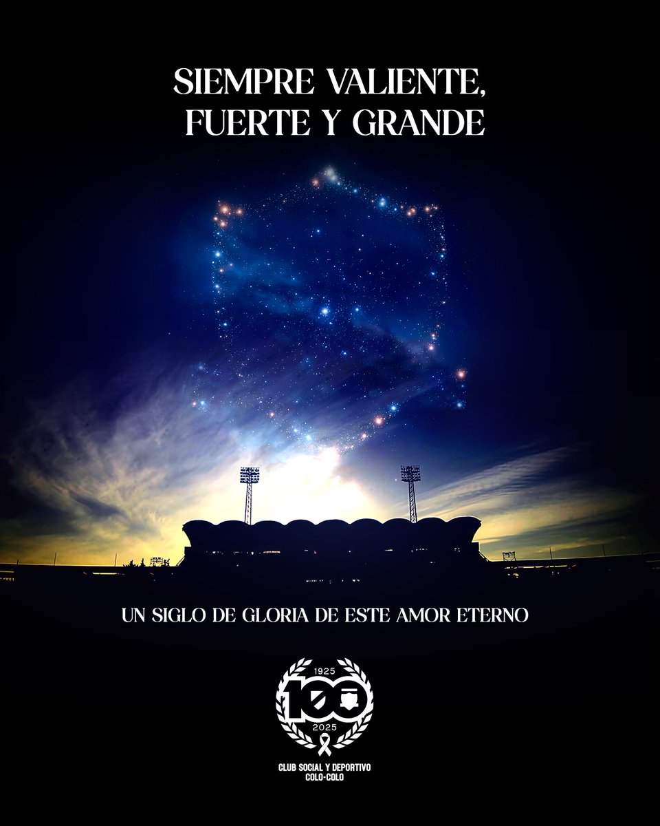 CSDColoColo's tweet photo. 𝟏𝟎𝟎 𝐀𝐍̃𝐎𝐒 𝐃𝐄 𝐄𝐌𝐏𝐔𝐉𝐄, 𝐂𝐎𝐑𝐀𝐉𝐄 𝐘 𝐎𝐑𝐆𝐔𝐋𝐋𝐎 ⭐️🏁

Hoy conmemoramos un siglo plagado de éxitos, emociones y pasión vividos en nuestra institución 🤟🏼❤️

¡Qué todo el pueblo colocolino siga soñando y escribiendo la historia del club más transversal del país! ✍🏼🏳️🏴