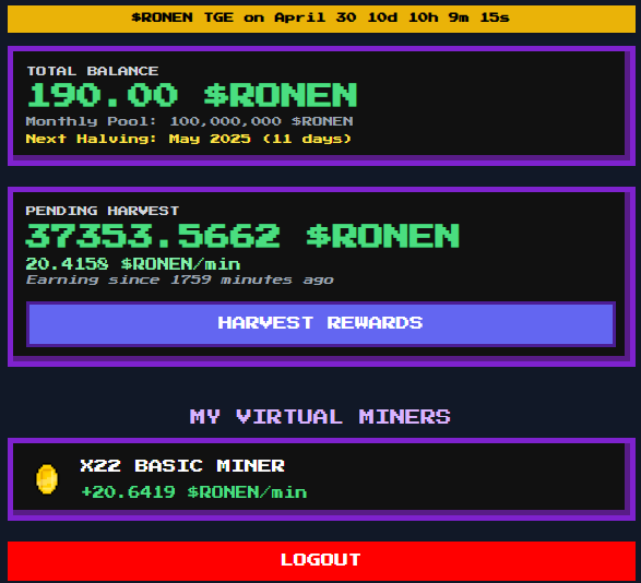 Bought in at 30 ron a miner (currently 70 ish), let's see where this Ponzi takes us