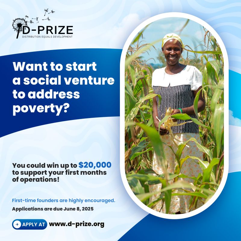 🚀 Want to fight global poverty? Launch your own social impact organization with up to $20,000 in seed funding from D-Prize.

🗓️Deadline:
Early: May 18, 2025
Regular: June 8, 2025
Final Extension: June 29, 2025

📥Apply now: wp.me/p23f03-dTT

#socialimpact #startupfunding