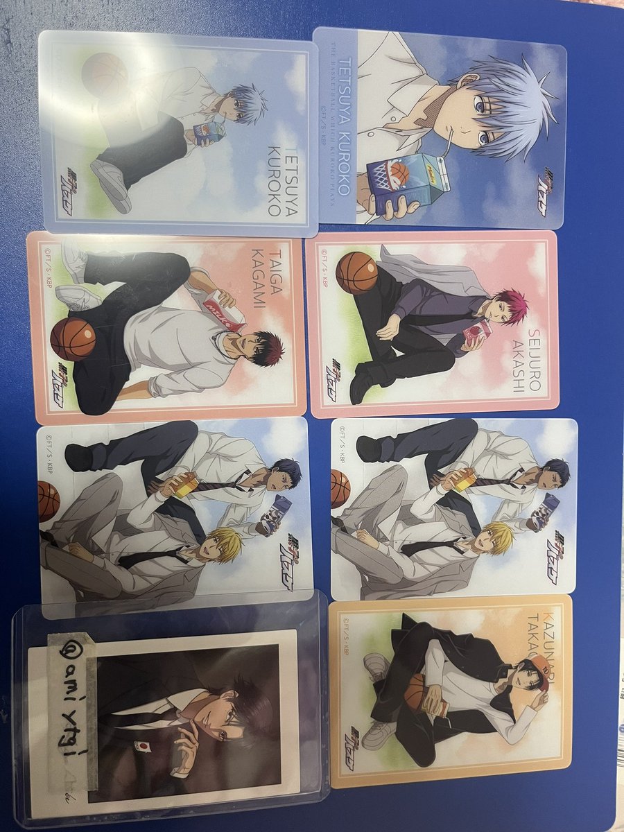 【交換】黒子のバスケ 黒バス
北千住 マルイ POPUPSHOP

譲)クリアカード
引き→赤司、黒子、火神、高尾、
アップ黒子
2人(黄瀬&amp;青峰)2

求)黄瀬 アップ2、引き 1
郵送希望
または23日.30日池袋手渡し可能です。

郵送は2〜纏めて希望