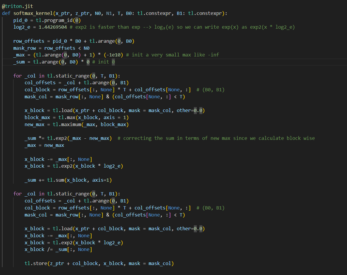 jino_rohit's tweet image. day20 #100daysofcuda

Today, I implemented softmax, actually a numerically stable version of softmax.

Code - github.com/JINO-ROHIT/adv…