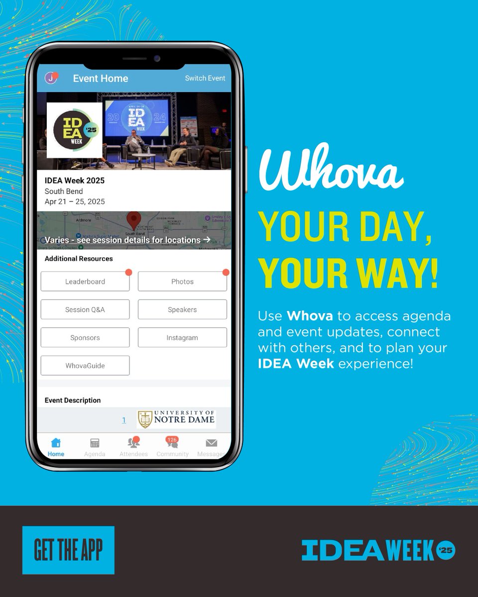 Welcome to IDEA Week 2025! 🎉 Your ultimate innovation adventure starts NOW. Here’s how to make the most of each day.

Let’s make this week unforgettable!👉 whova.com/web/0lhRd7nLaR…