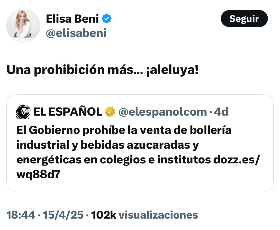 MalaMalamente's tweet photo. Elisa Beni está a favor de:
- Problemas cardiovasculares.
- Alteraciones del sueño
- Ansiedad y nerviosismo
- Problemas digestivos
- Deshidratación
- Dependencia y tolerancia
- Sobrepeso y problemas metabólicos
Estos son algunos efectos secundarios de las bebidas energéticas. https://t.co/b3IKm2qclW