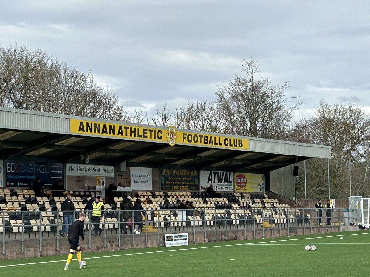 RPCowling's tweet photo. Almost time for kick off here at Galabank. The chant of “Championies” has already come from the @ArbroathFC fans before the game.

Hoping for a good game at @AnnanAthleticFC

#groundhopping https://t.co/yQEBFxPMsO