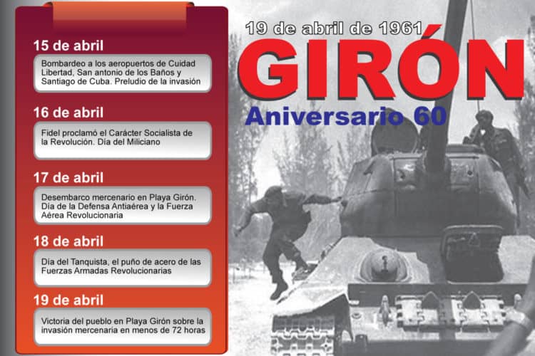 El 19 de Abril de 1961
La victoria del pueblo cubano en Playa Girón,  se inscribe como uno de los hechos más gloriosos de la historia Patria y significa la primera gran derrota del imperialismo yanqui en América Latina.
#64AñosDeGirón #GirónDeVictorias #PinardelRío
