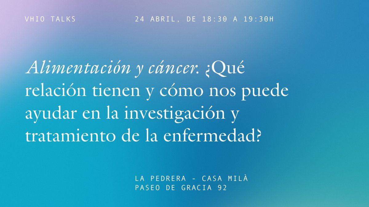 Vall d’Hebron Institute of Oncology (VHIO) (@vhio) on Twitter photo 📣 #VHIOTalks25 ‼️
💡 Alimentación y cáncer. ¿Qué relación tienen y cómo nos puede ayudar en la investigación y tratamiento de la enfermedad?
🎤 Con Marta Gómez, Iosune Baraibar, <a href="/alcarazadriana_/">Adriana Alcaraz Soler, MsC, RDN</a> y <a href="/PaoloNuciforo/">Paolo Nuciforo</a> en un debate moderado por <a href="/luis_quevedo/">@luisquevedo.bsky.social</a>.
🗓️ 24/04 ⏰ 18:30 h 📣 #VHIOTalks25 ‼️
💡 Alimentación y cáncer. ¿Qué relación tienen y cómo nos puede ayudar en la investigación y tratamiento de la enfermedad?
🎤 Con Marta Gómez, Iosune Baraibar, <a href="/alcarazadriana_/">Adriana Alcaraz Soler, MsC, RDN</a> y <a href="/PaoloNuciforo/">Paolo Nuciforo</a> en un debate moderado por <a href="/luis_quevedo/">@luisquevedo.bsky.social</a>.
🗓️ 24/04 ⏰ 18:30 h