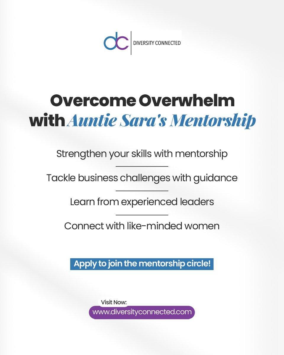 This mentorship circle offers a supportive community where you can learn and grow. Get practical advice on how to handle your business challenges with confidence. 

To learn more about joining, visit diversityconnected.com 
 
#businessgrowth #skilldevelopment #businesssupport