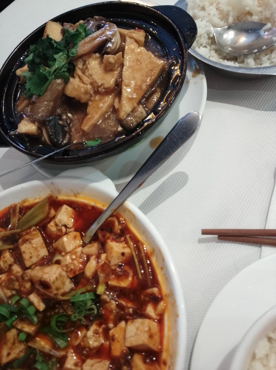 poorvegancook's tweet photo. #Tofu anyone?? #vegan mapo tofu with TVP & all the #Szechaun spice and Tofu and mixed Mushroom hotpot with steamed rice #Tofutastic #Tofufest https://t.co/KfkNL0LBba