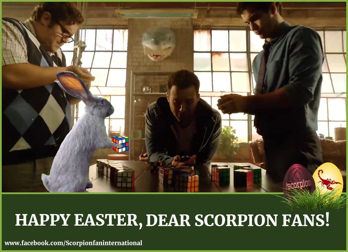 Happy Easter to all dear Scorpion fans who celebrate this!
<a href="/ScorpionCBS/">Scorpion</a>