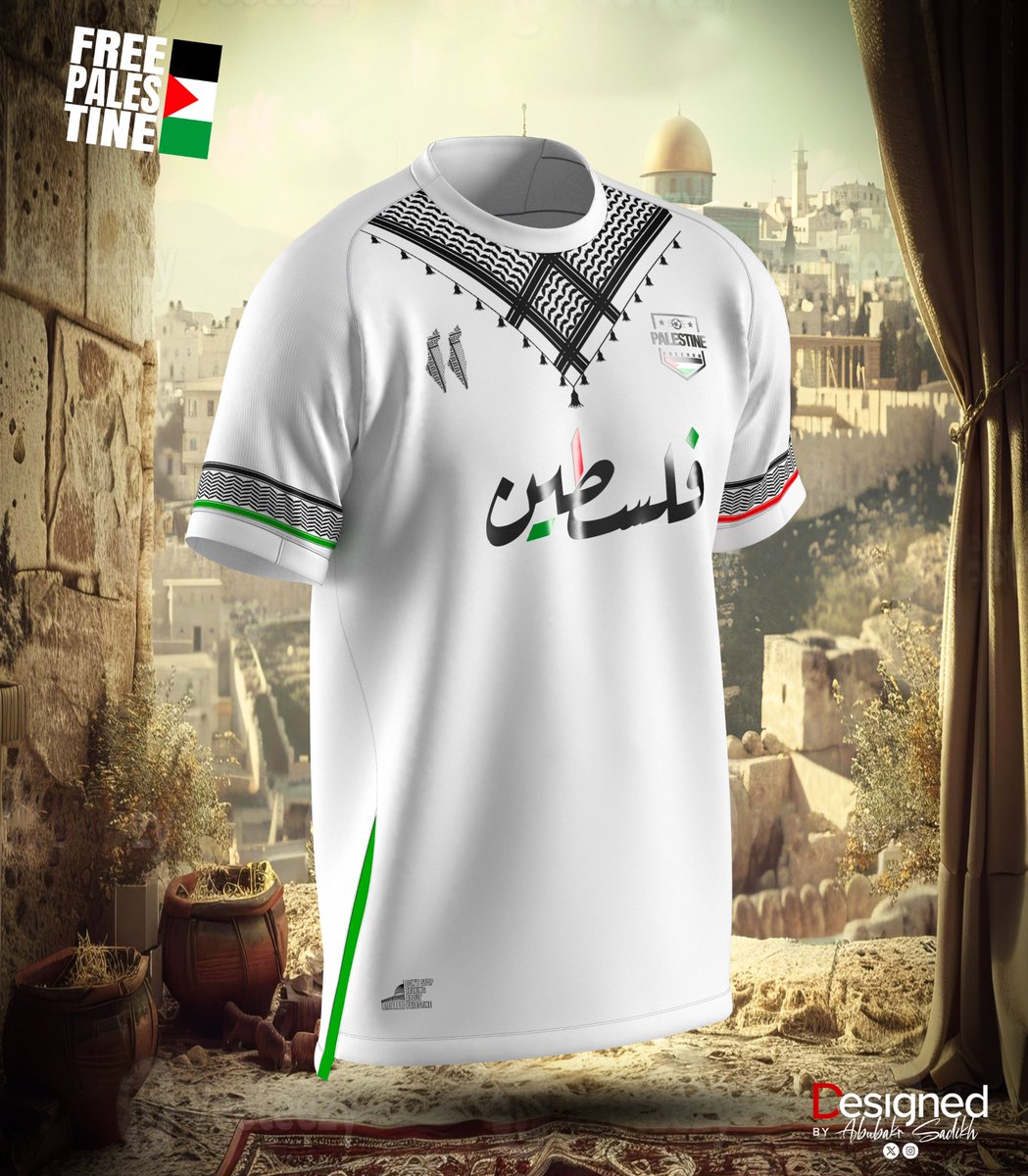 Boubacar_Niasse's tweet photo. Vous étiez nombreux à me demander la version blanche du maillot noir de la Palestine 🇵🇸, la voilà. Toujours avec le mythique keffiyeh palestinien, symbole de résistance.

#FreePalestine 
#GazaGenocide https://t.co/tesEtwUiWy