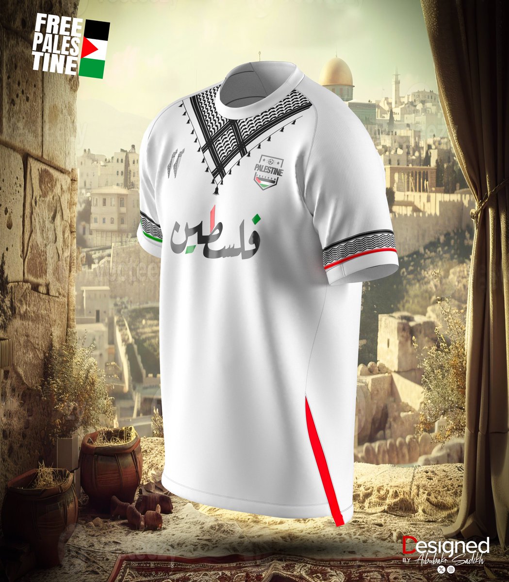 Boubacar_Niasse's tweet photo. Vous étiez nombreux à me demander la version blanche du maillot noir de la Palestine 🇵🇸, la voilà. Toujours avec le mythique keffiyeh palestinien, symbole de résistance.

#FreePalestine 
#GazaGenocide https://t.co/tesEtwUiWy