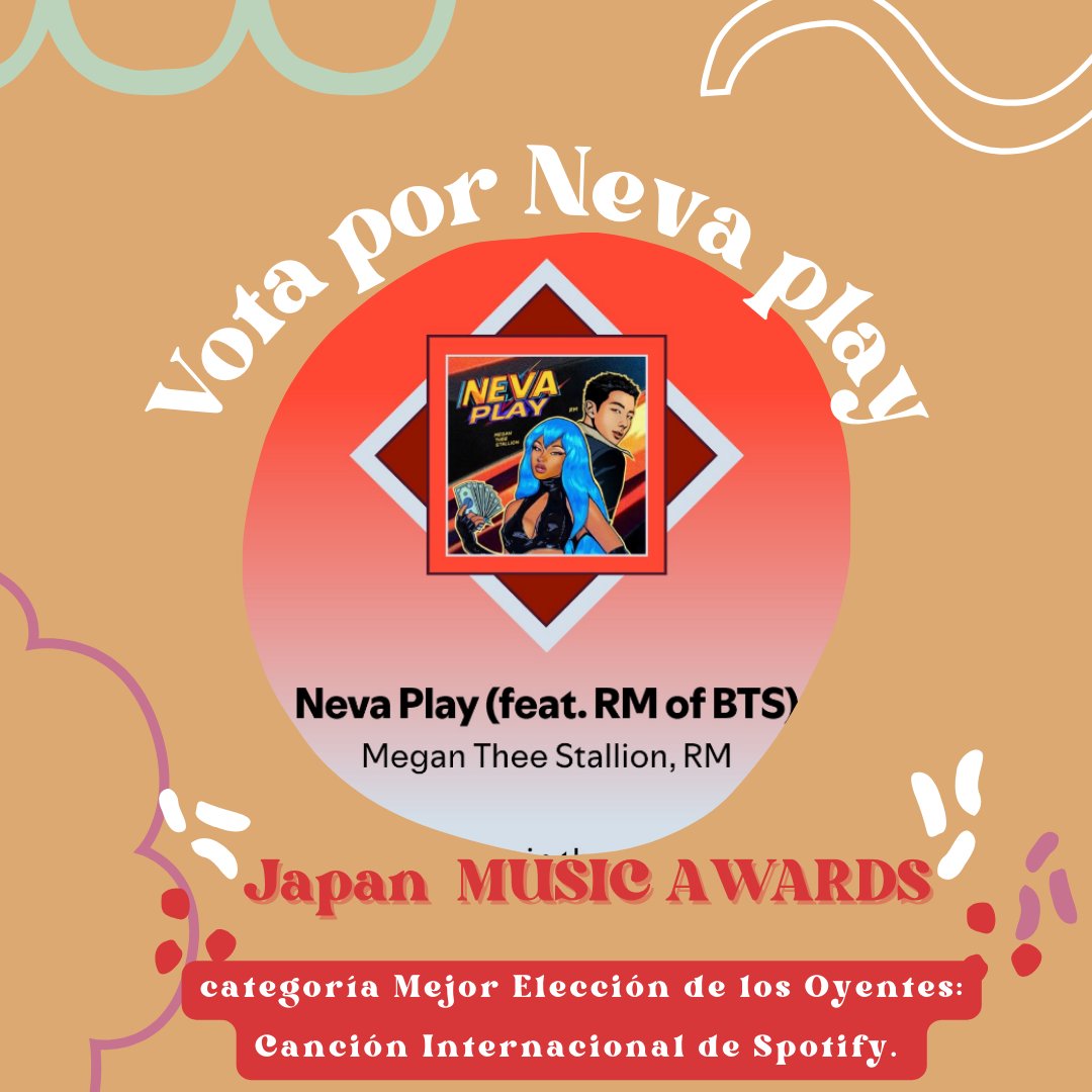 ✨️MUSIC AWARD JAPAN 

ARMY!#RM se encuentra nominado en la final de "MUSIC AWARDS JAPAN"  con la canción "NEVER PLAY ", en la categoría Mejor Elección de los Oyentes: Canción Internacional de Spotify.
 
Link 🗳 
open.spotify.com/playlist/37i9d…
