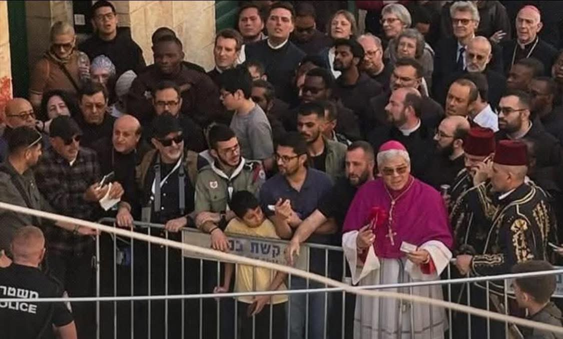 In an unprecedented escalation, the Israeli occupation prevented the Apostolic Nuncio (Vatican Ambassador) to the State of Palestine, Archbishop Adolfo Tito Ilana, and a number of other bishops from entering the Church of the Holy Sepulchre to celebrate Holy Saturday.